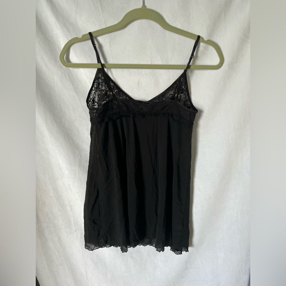 Victoria’s Secret Chemise Slip L Sheer Black Stretch Floral Lace Nylon